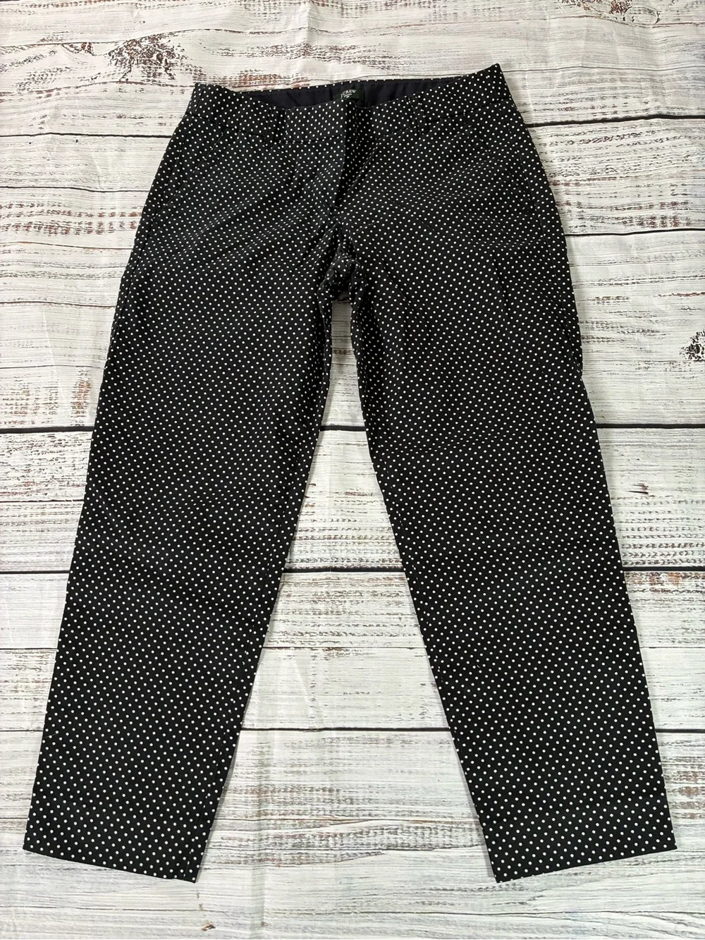 J. Crew Pants Women’s Size 2 Black White Polka Dot Stretch Cropped Ankle Chino